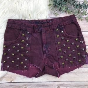 Vintage Mid Rise Studded Cutoff Jean Shorts